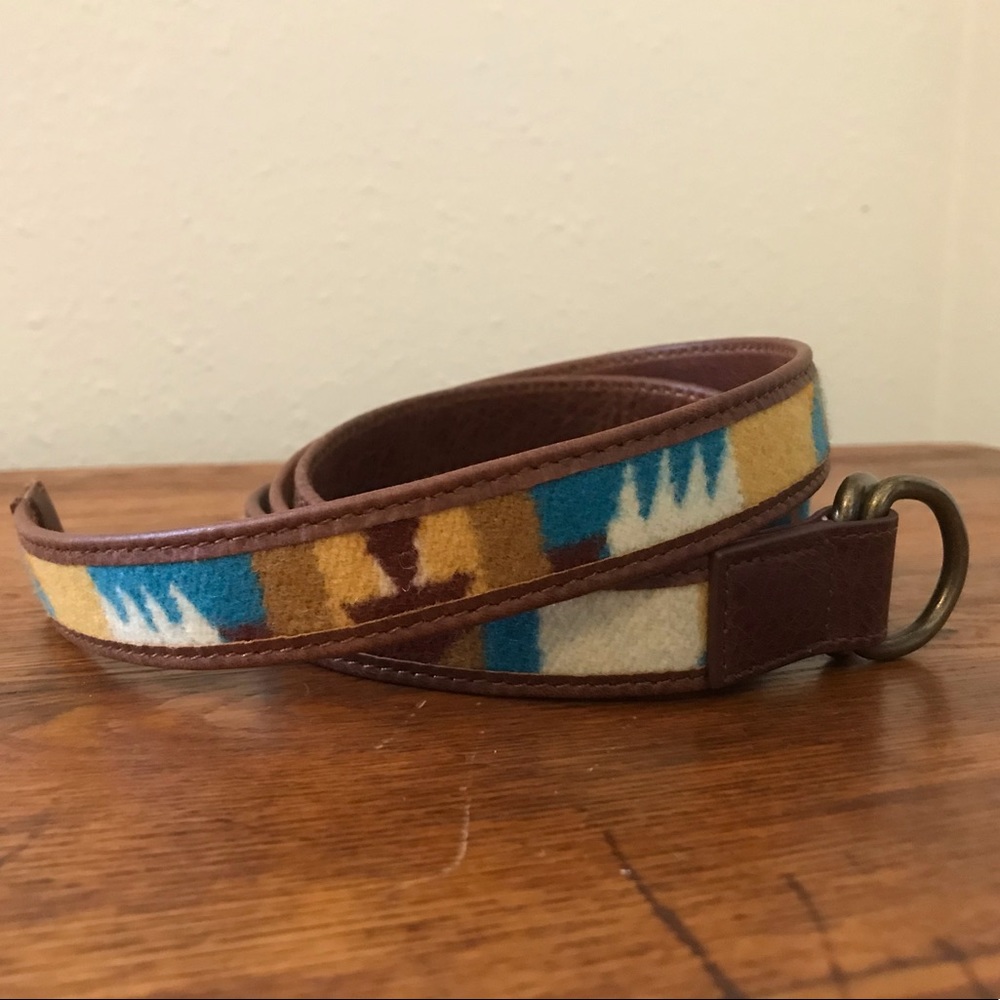 Pendleton leather and wool wrap belt